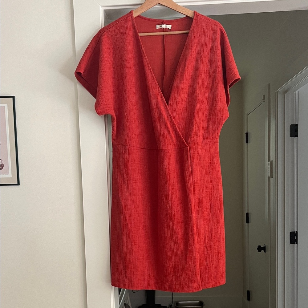 Madewell Red Textured Mini Dress